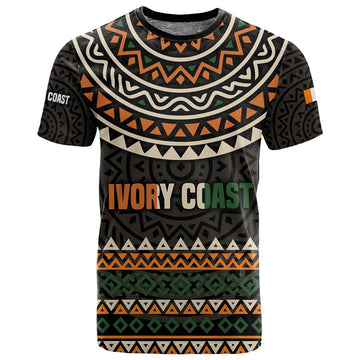Ivory Coast African Pattern T shirt Ethnic Geometric and National Motto TS04