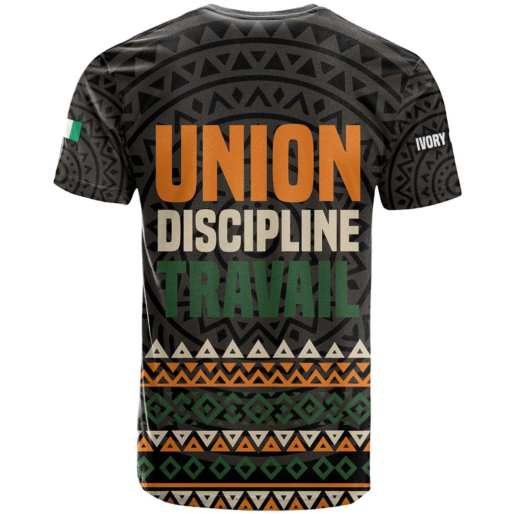 Ivory Coast African Pattern T shirt Ethnic Geometric and National Motto TS04