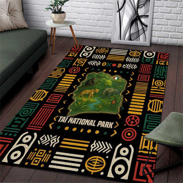 Ivory Coast Area Rug Tai National Park Wildlife Map TS04