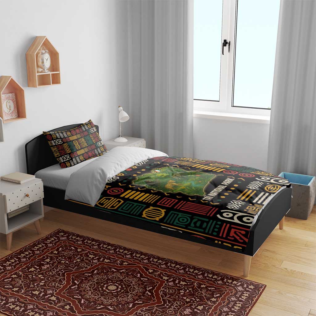 Ivory Coast Bedding Set Tai National Park Wildlife Map TS04