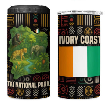 Ivory Coast 4 in 1 Can Cooler Tumbler Tai National Park Wildlife Map TS04