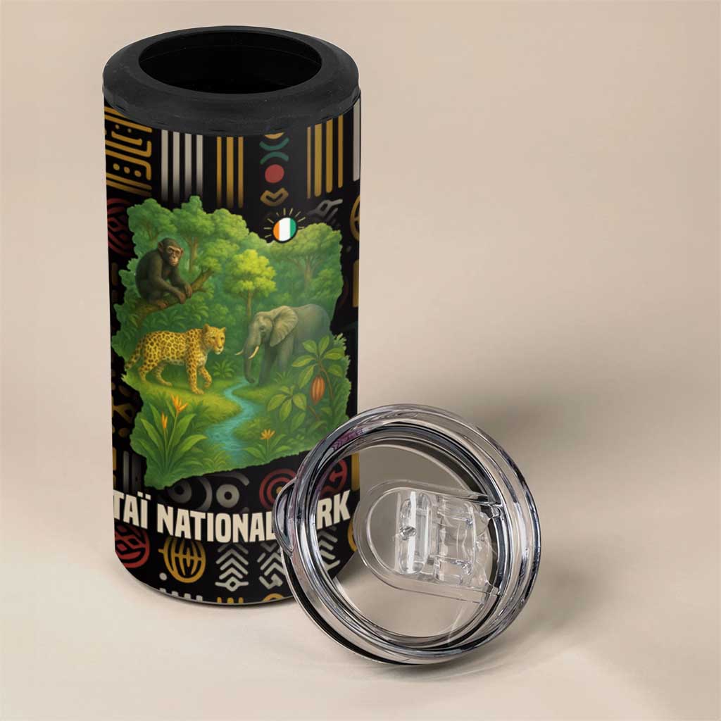 Ivory Coast 4 in 1 Can Cooler Tumbler Tai National Park Wildlife Map TS04