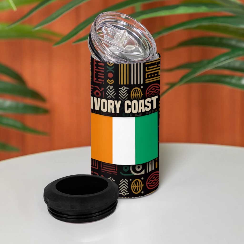 Ivory Coast 4 in 1 Can Cooler Tumbler Tai National Park Wildlife Map TS04