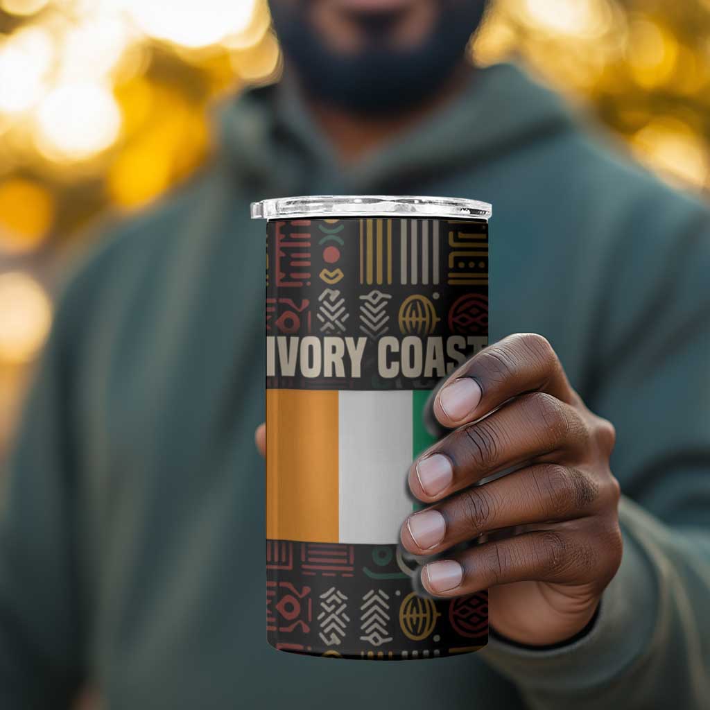 Ivory Coast 4 in 1 Can Cooler Tumbler Tai National Park Wildlife Map TS04