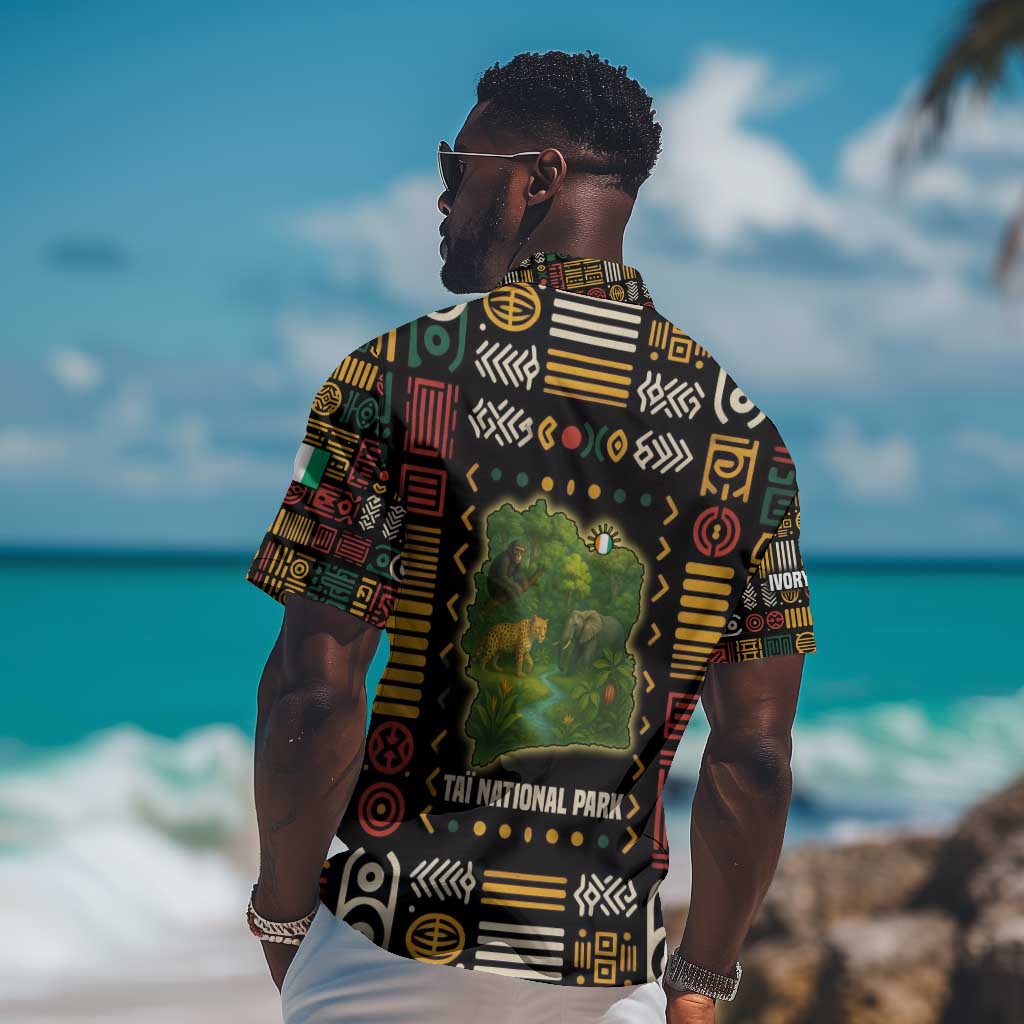 Ivory Coast Hawaiian Shirt Tai National Park Wildlife Map TS04