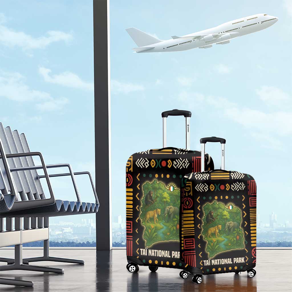 Ivory Coast Luggage Cover with Taï National Park Wildlife Map Design TS04