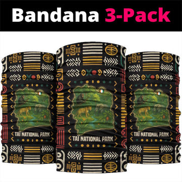 Ivory Coast Neck Gaiter with Taï National Park Wildlife Map Design TS04