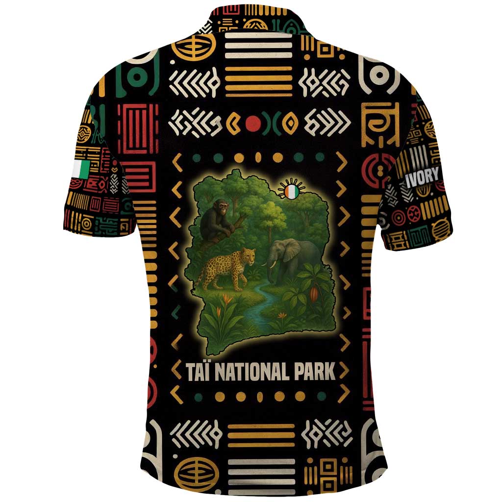 Ivory Coast Polo Shirt with Taï National Park Wildlife Map Design TS04