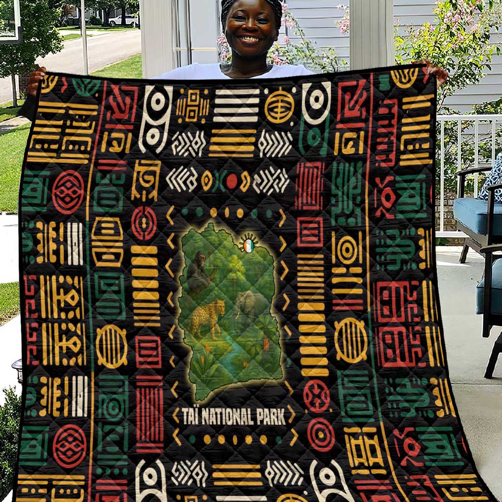 Ivory Coast Quilt Tai National Park Wildlife Map TS04