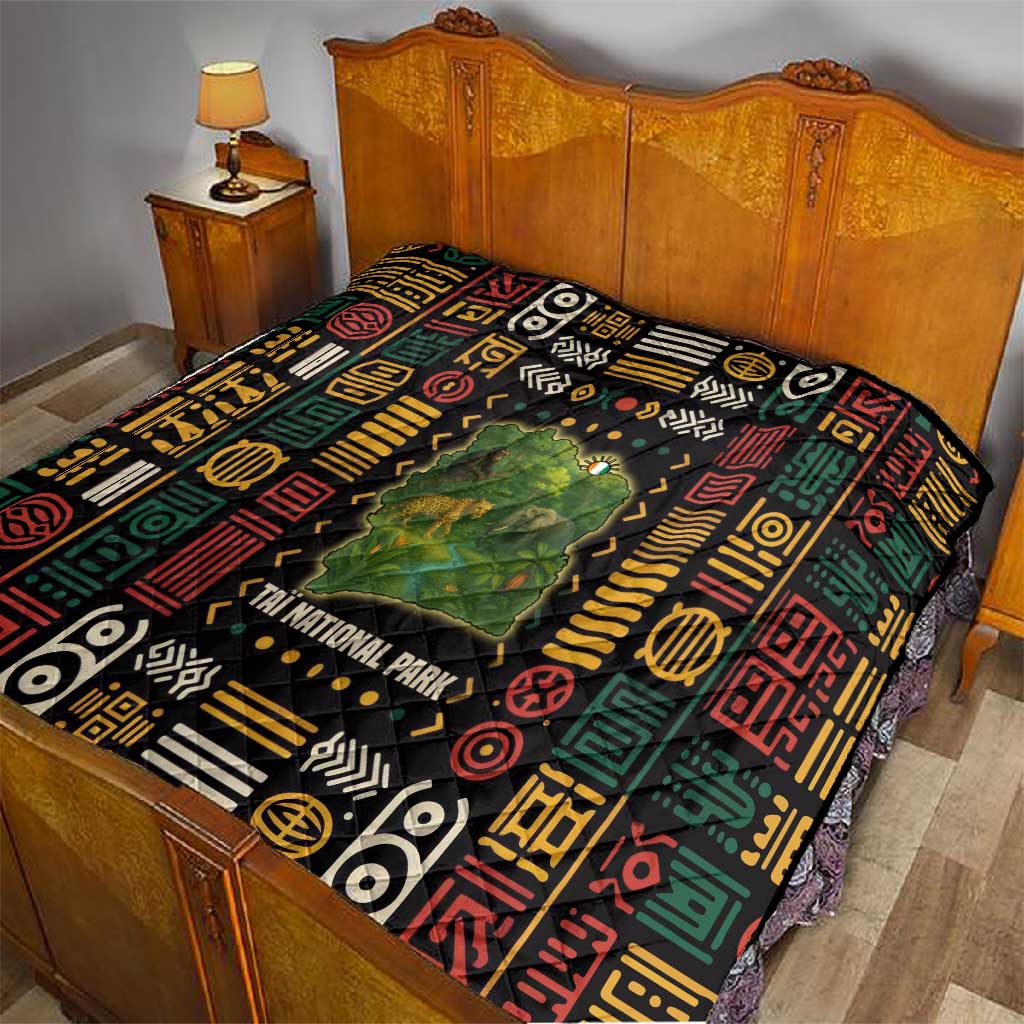 Ivory Coast Quilt Tai National Park Wildlife Map TS04