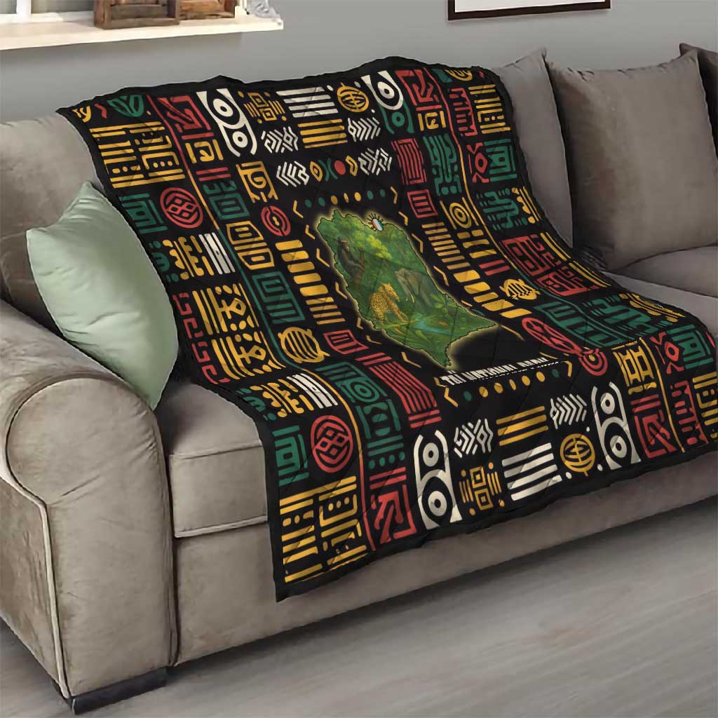 Ivory Coast Quilt Tai National Park Wildlife Map TS04