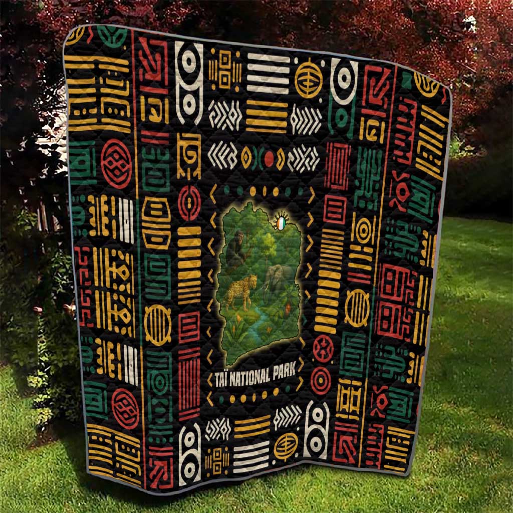 Ivory Coast Quilt Tai National Park Wildlife Map TS04
