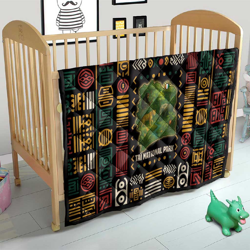 Ivory Coast Quilt Tai National Park Wildlife Map TS04