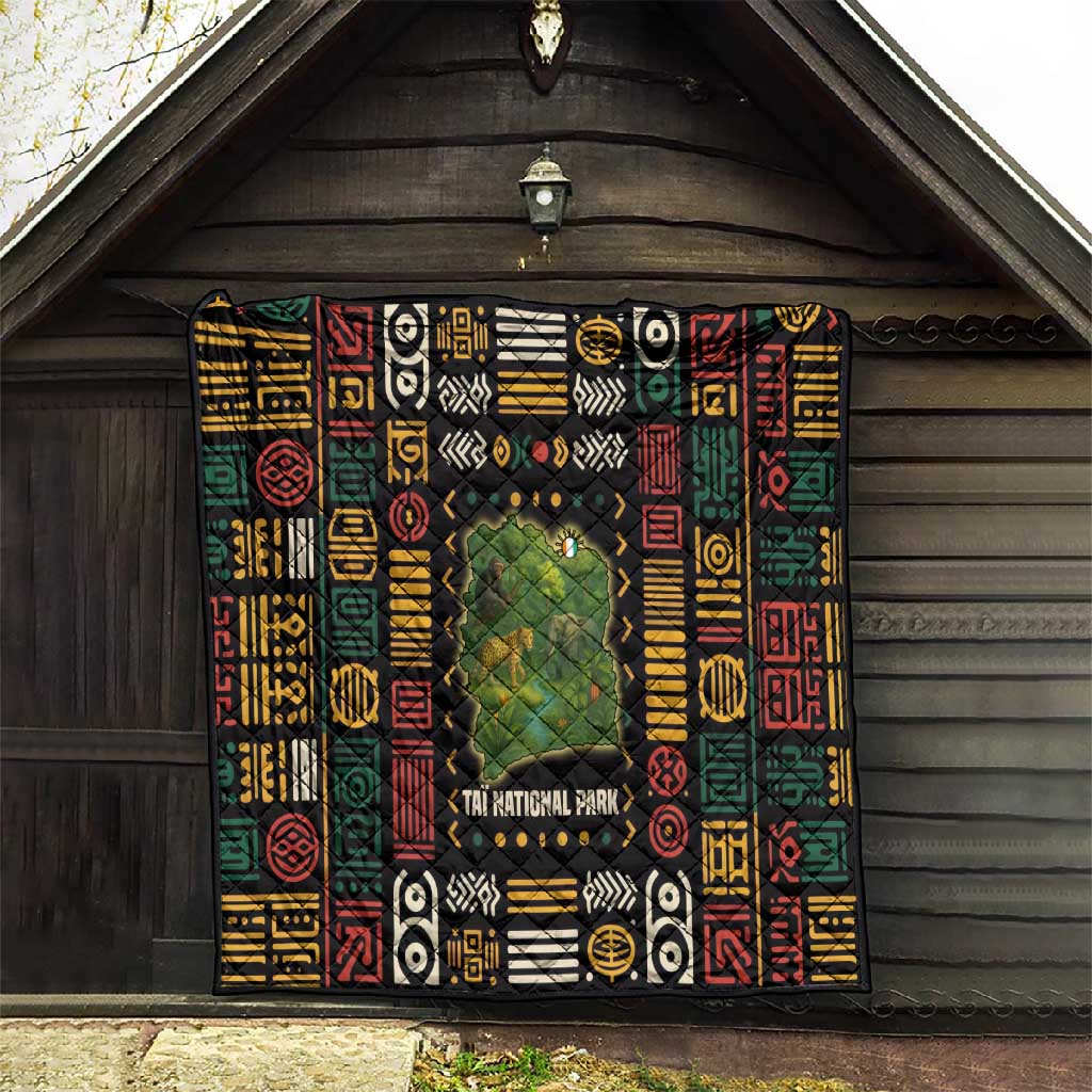 Ivory Coast Quilt Tai National Park Wildlife Map TS04