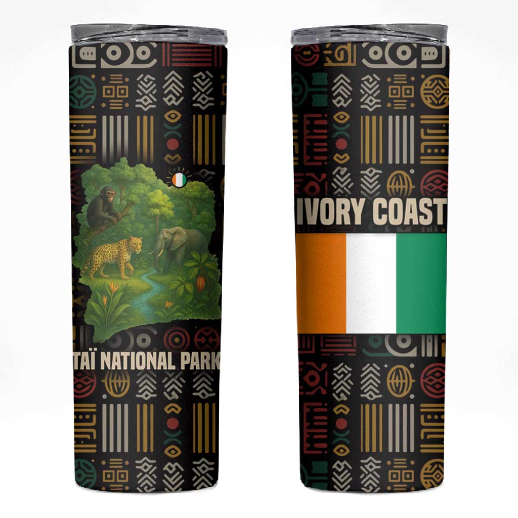 Ivory Coast Skinny Tumbler Tai National Park Wildlife Map TS04