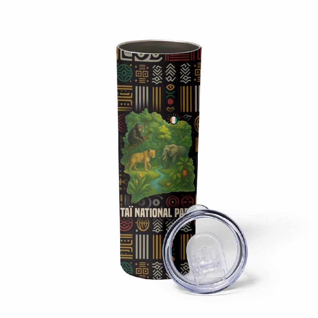 Ivory Coast Skinny Tumbler Tai National Park Wildlife Map TS04