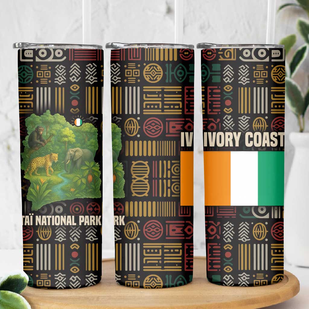Ivory Coast Skinny Tumbler Tai National Park Wildlife Map TS04
