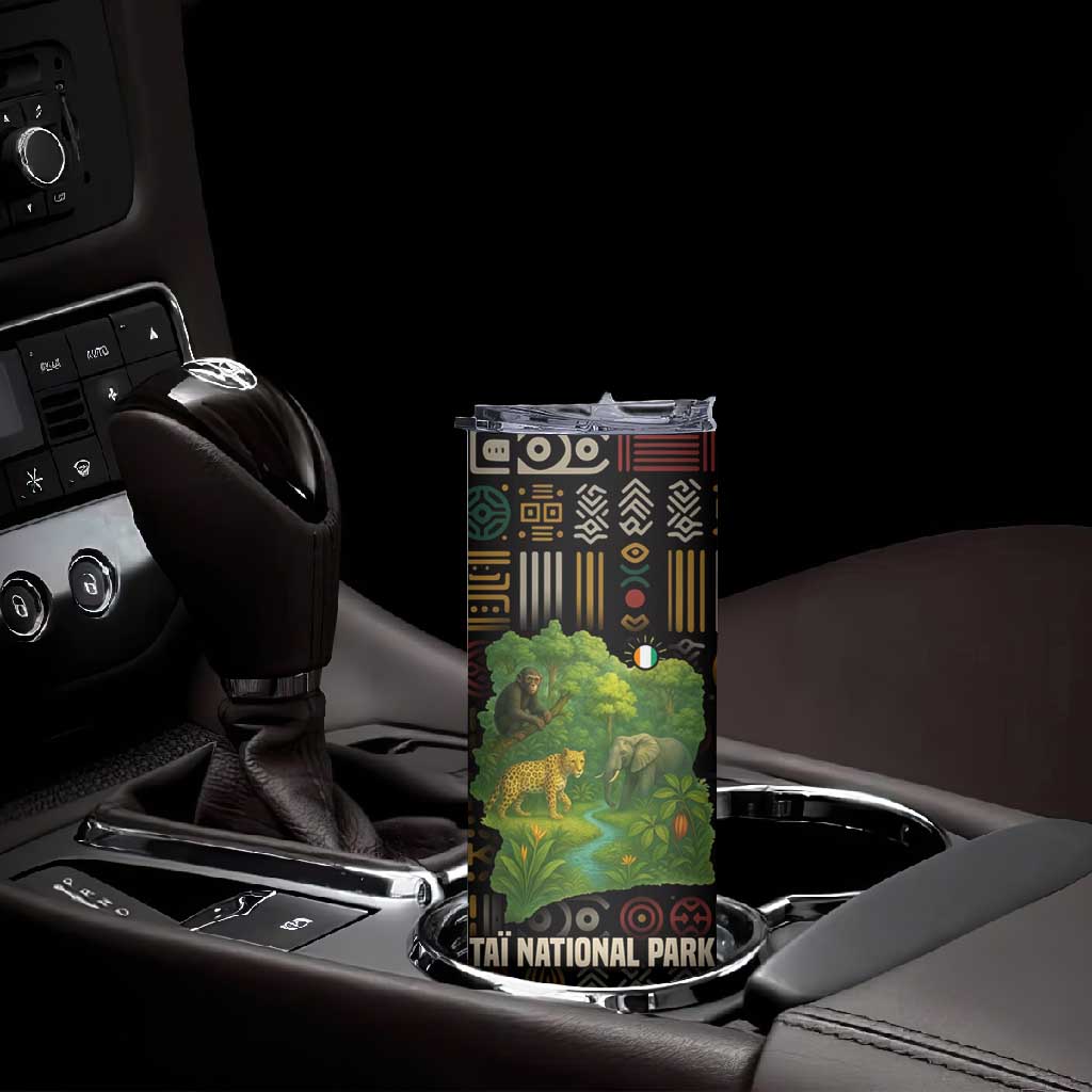 Ivory Coast Skinny Tumbler Tai National Park Wildlife Map TS04