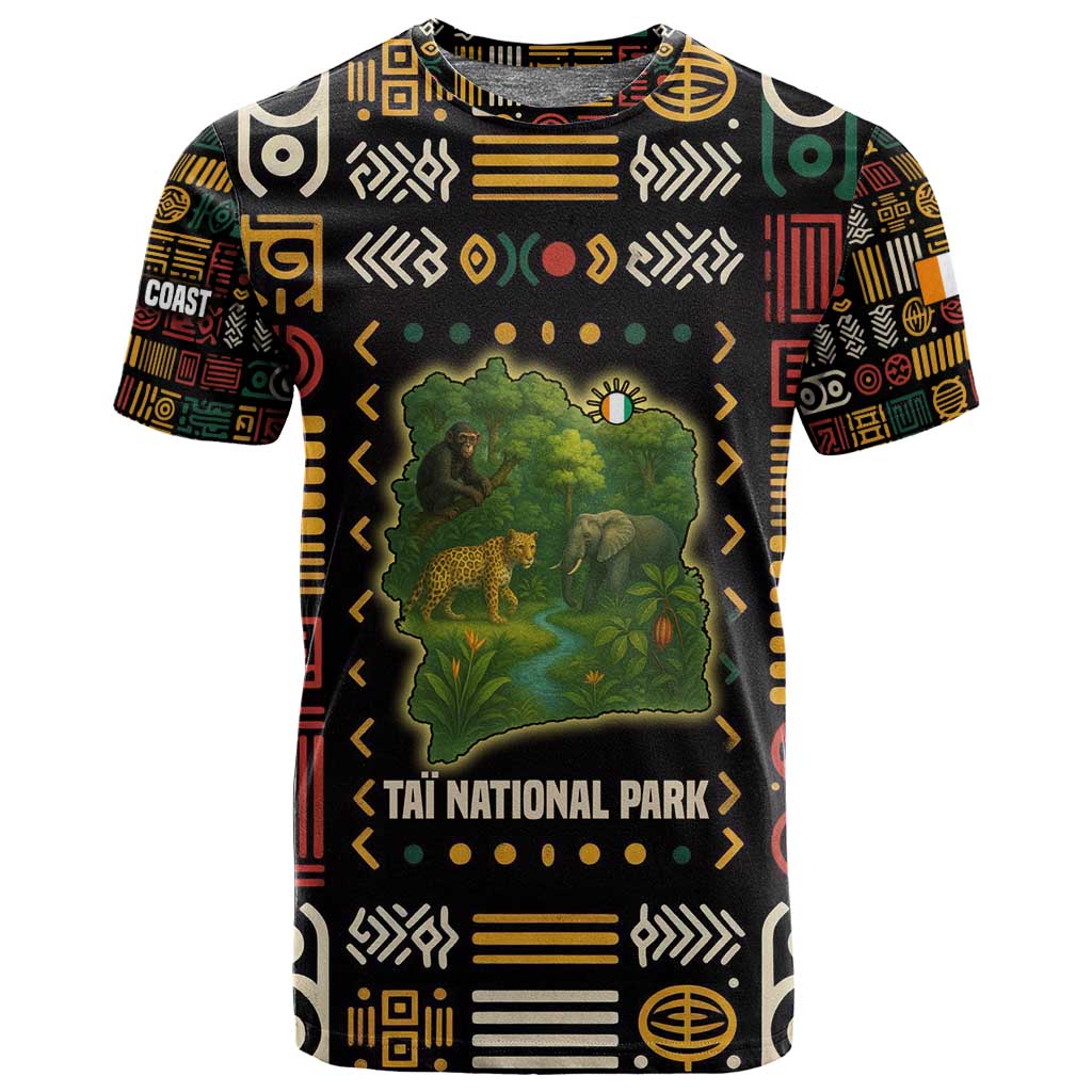 Ivory Coast T shirt Tai National Park Wildlife Map TS04