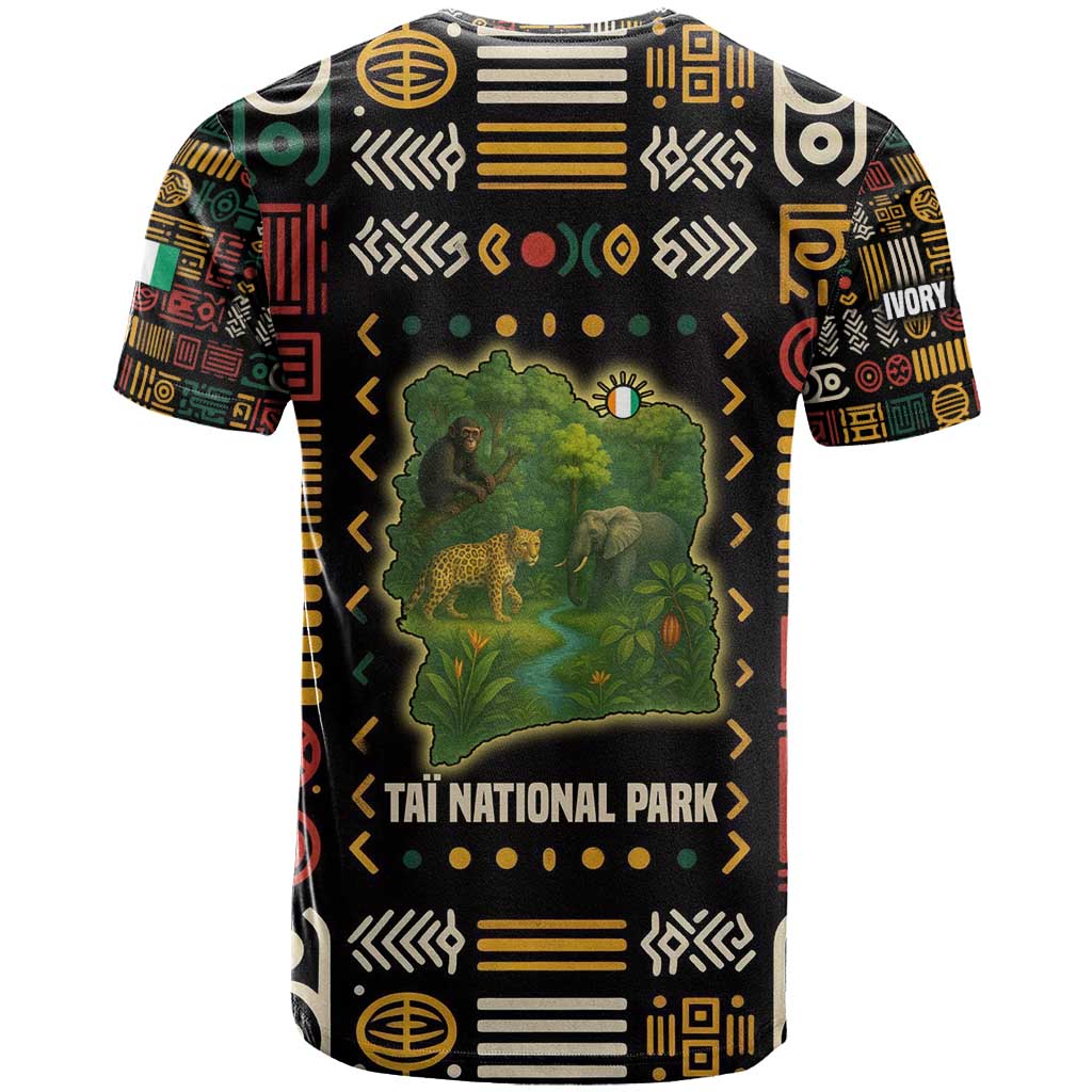Ivory Coast T shirt Tai National Park Wildlife Map TS04