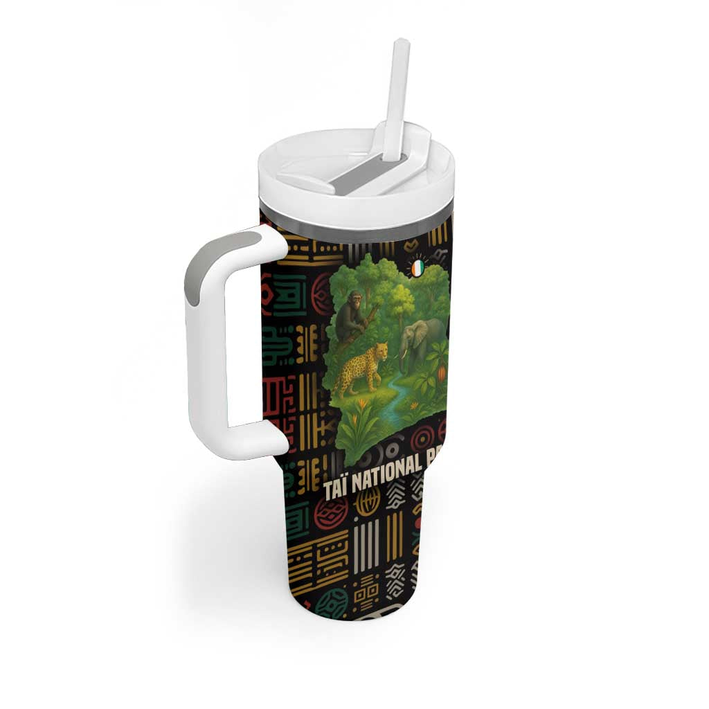 Ivory Coast Tumbler With Handle Tai National Park Wildlife Map TS04