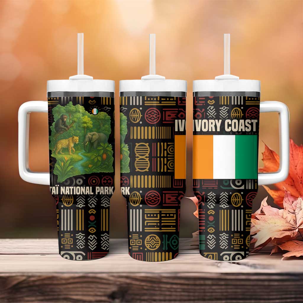 Ivory Coast Tumbler With Handle Tai National Park Wildlife Map TS04