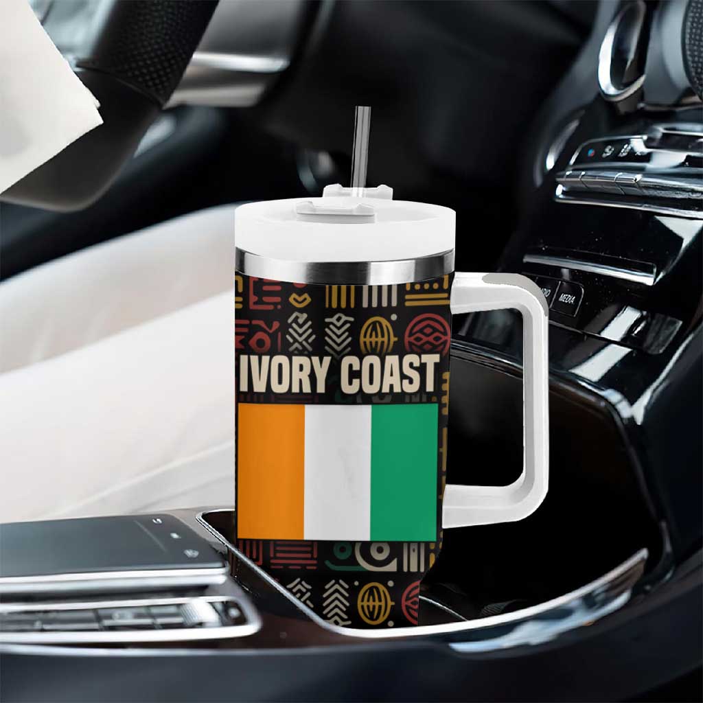 Ivory Coast Tumbler With Handle Tai National Park Wildlife Map TS04