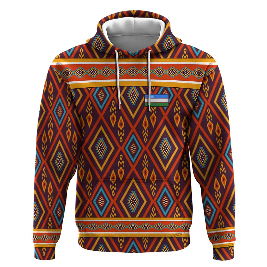 Uzbekistan Hoodie with Traditional Geometric Motif Design TS04