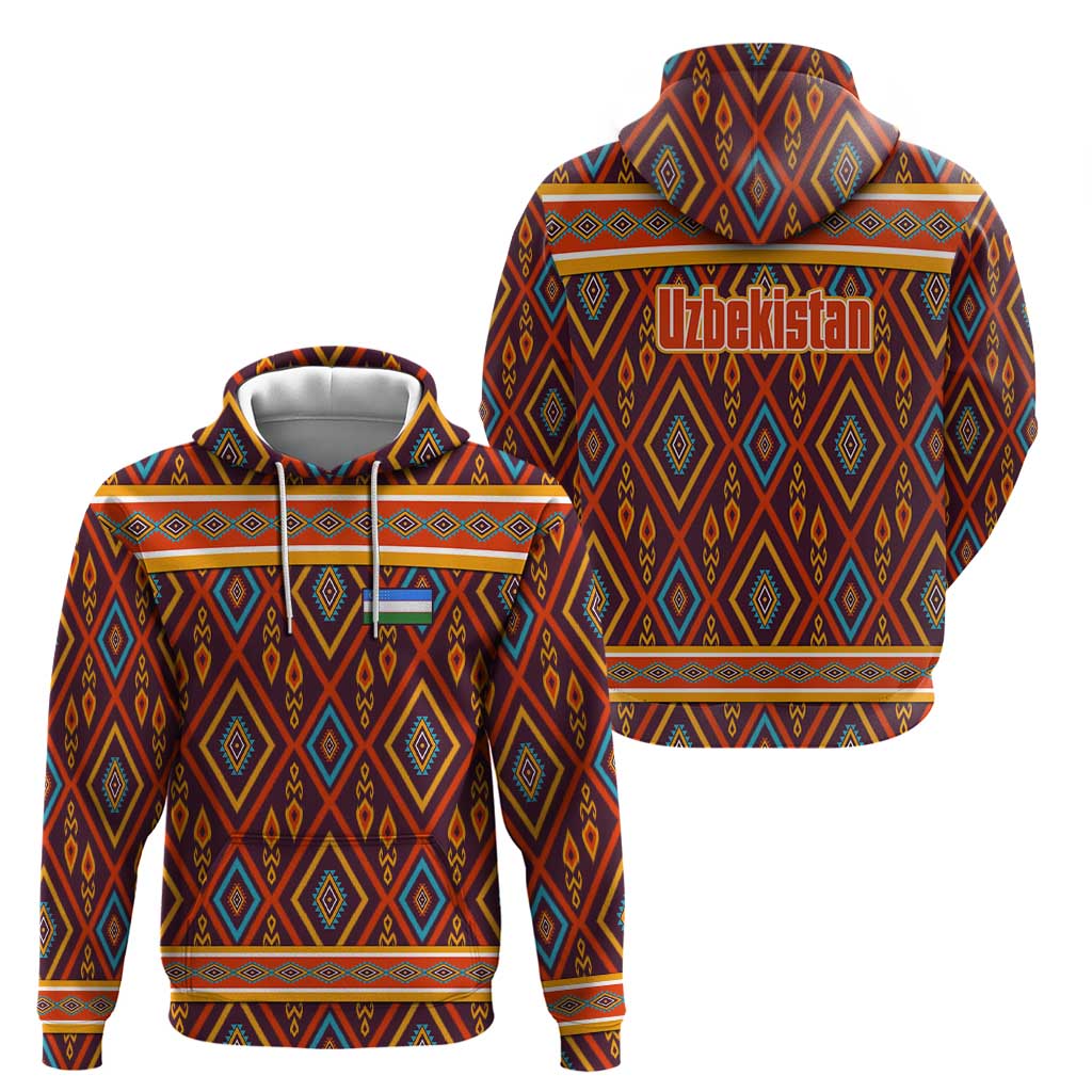 Uzbekistan Hoodie with Traditional Geometric Motif Design TS04