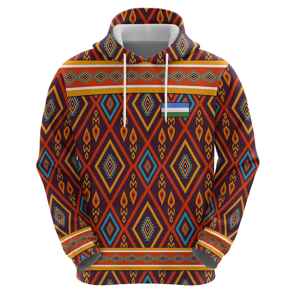 Uzbekistan Hoodie with Traditional Geometric Motif Design TS04