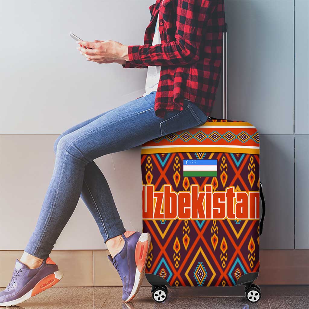 Uzbekistan Luggage Cover with Traditional Geometric Motif Design TS04