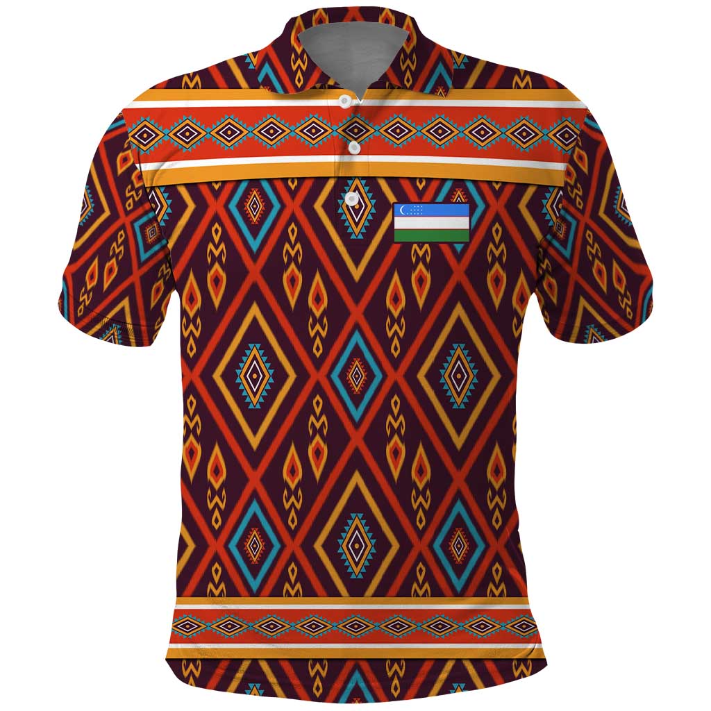 Uzbekistan Polo Shirt with Traditional Geometric Motif Design TS04