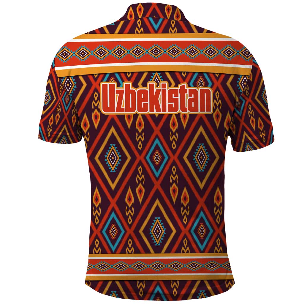 Uzbekistan Polo Shirt with Traditional Geometric Motif Design TS04