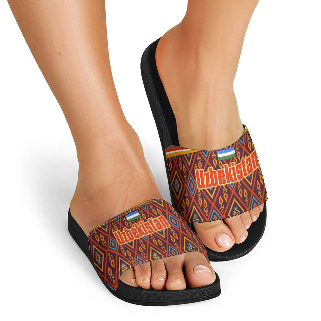 Uzbekistan Slide Sandals with Traditional Geometric Motif Design TS04