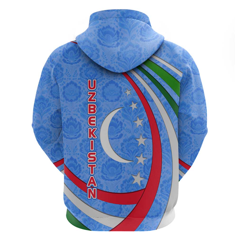 Uzbekistan Hoodie with Crescent Star and Ornamental Swirl Design TS04