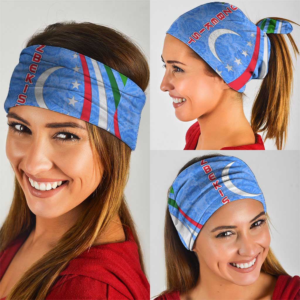 Uzbekistan Neck Gaiter with Crescent Star and Ornamental Swirl Design TS04