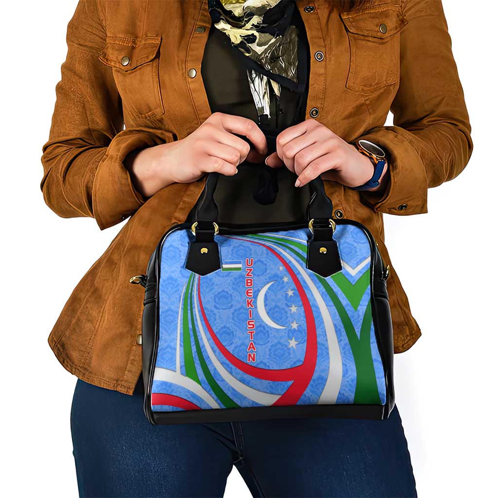 Uzbekistan Shoulder Handbag with Crescent Star and Ornamental Swirl Design TS04