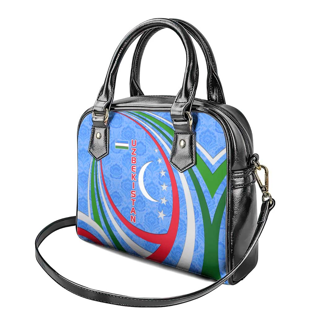 Uzbekistan Shoulder Handbag with Crescent Star and Ornamental Swirl Design TS04