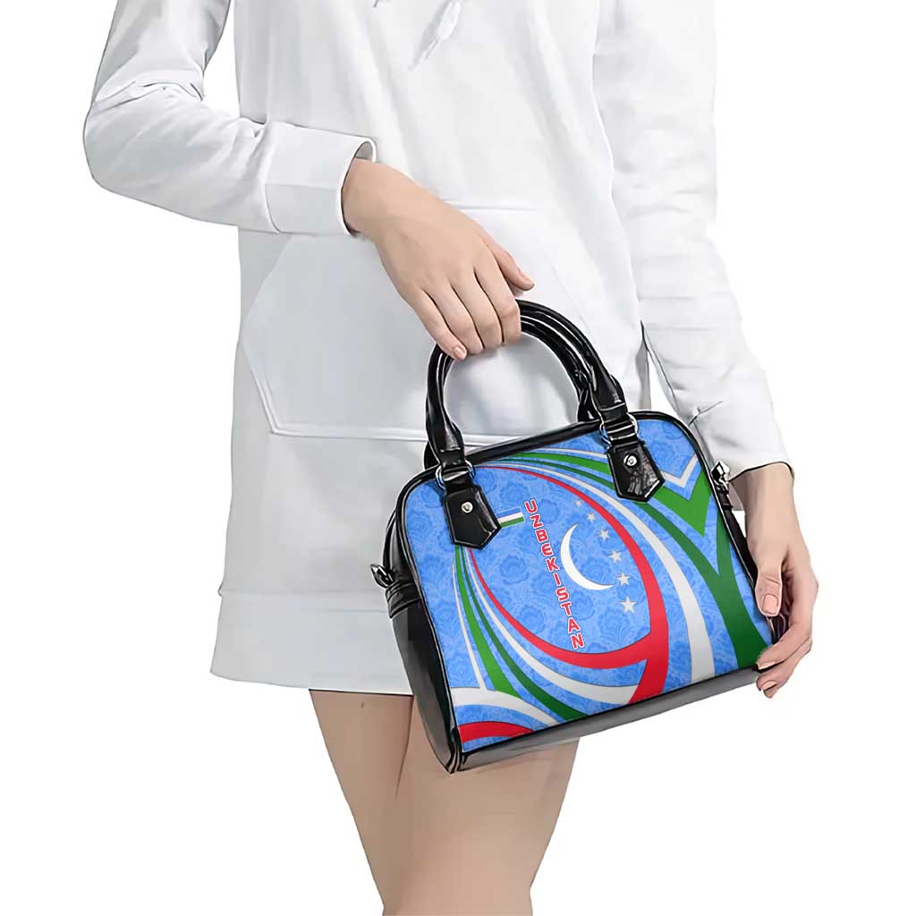 Uzbekistan Shoulder Handbag with Crescent Star and Ornamental Swirl Design TS04