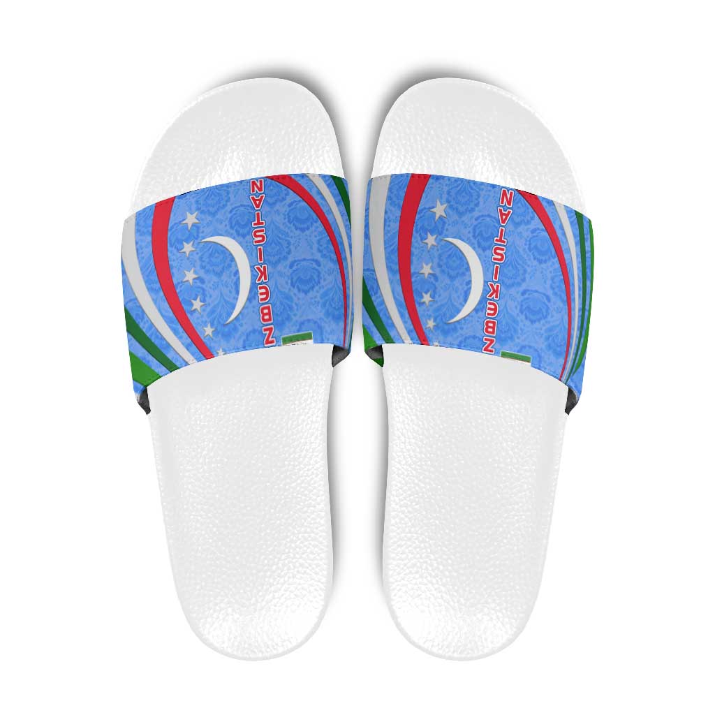 Uzbekistan Slide Sandals with Crescent Star and Ornamental Swirl Design TS04