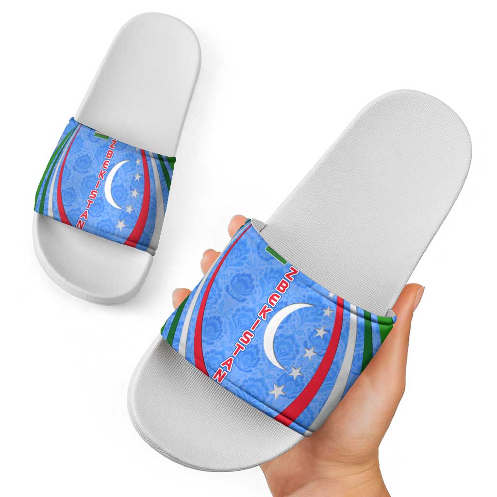 Uzbekistan Slide Sandals with Crescent Star and Ornamental Swirl Design TS04