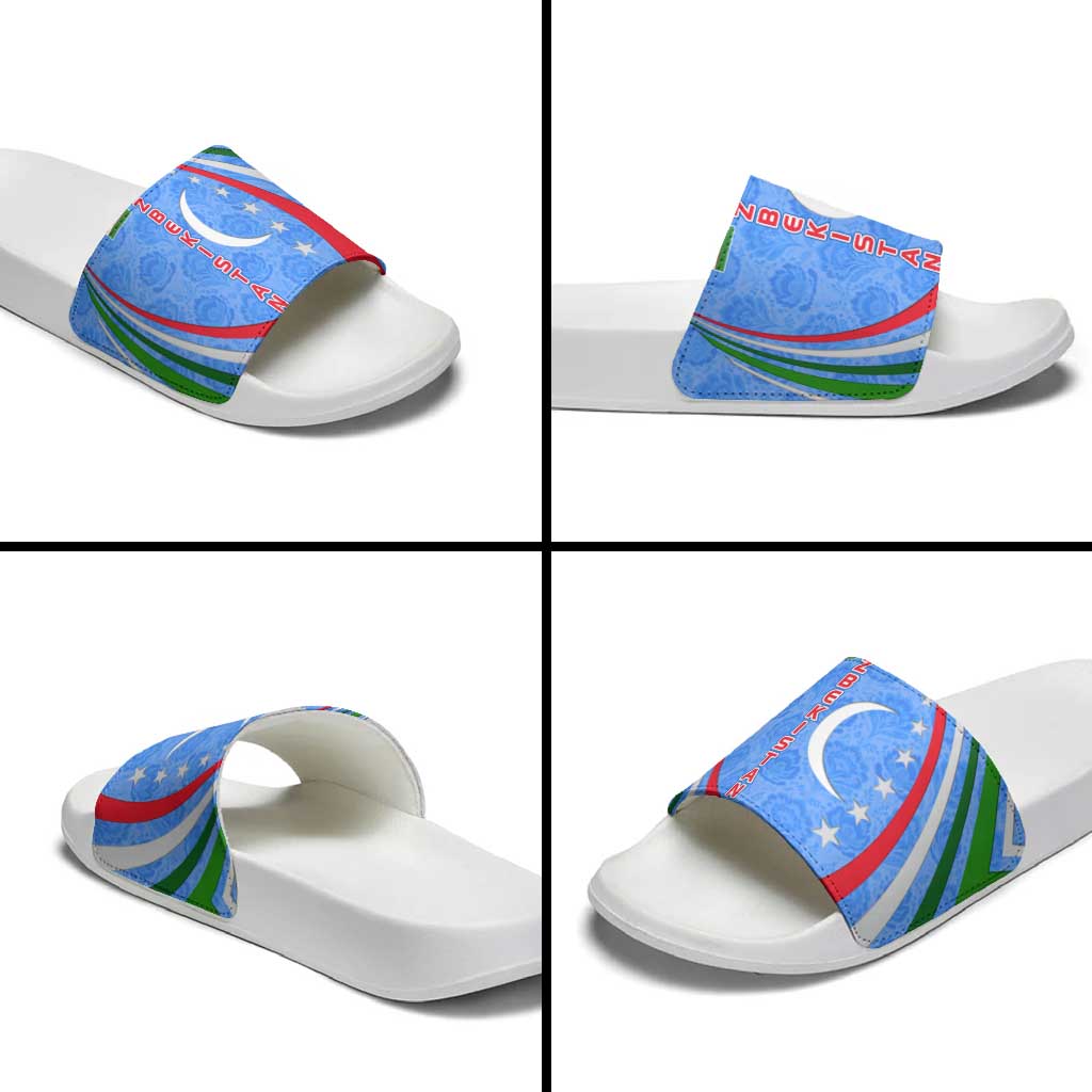 Uzbekistan Slide Sandals with Crescent Star and Ornamental Swirl Design TS04