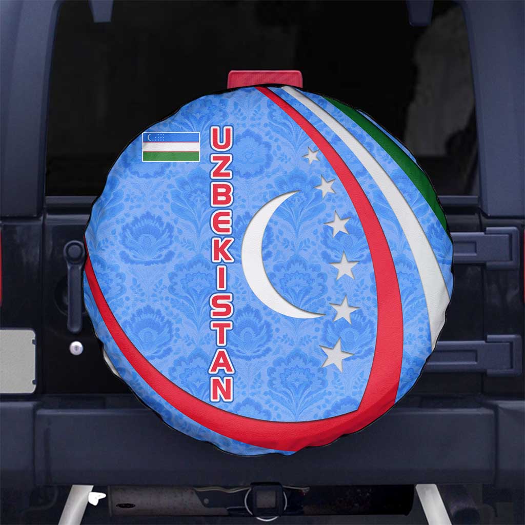 Uzbekistan Spare Tire Cover with Crescent Star and Ornamental Swirl Design TS04
