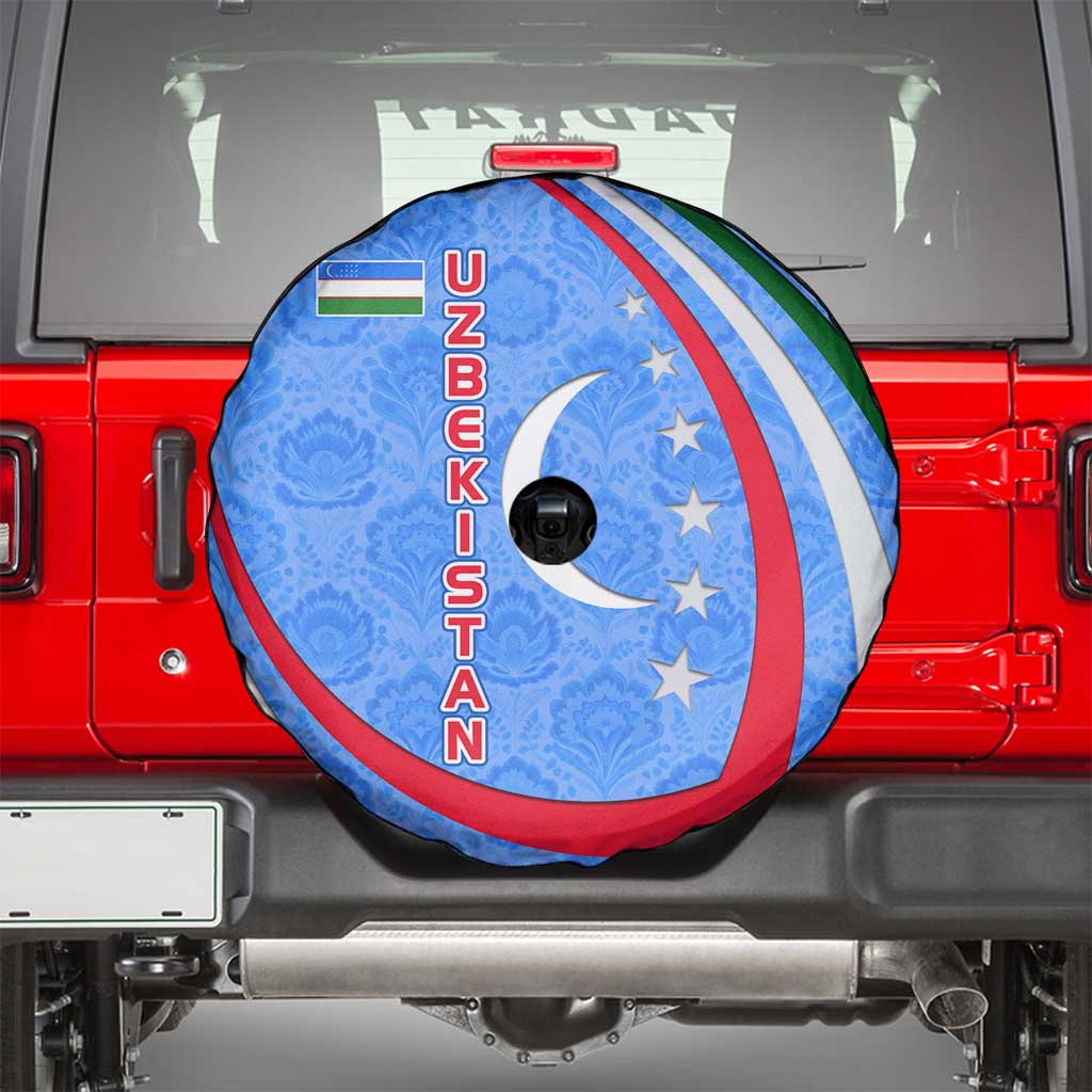 Uzbekistan Spare Tire Cover with Crescent Star and Ornamental Swirl Design TS04