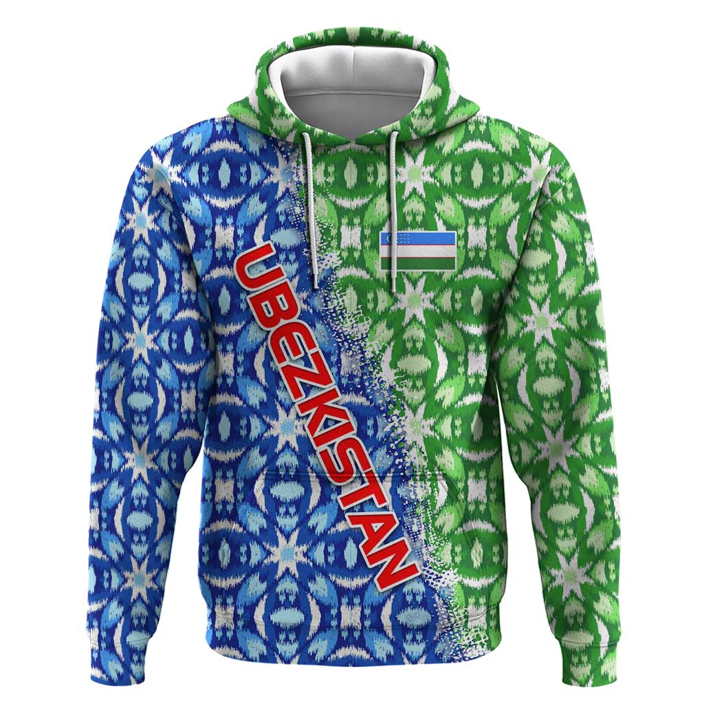 Uzbekistan Hoodie with Ikat Pattern and National Coat of Arms Design TS04