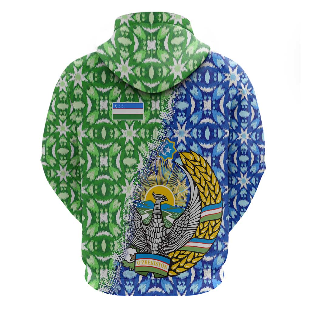 Uzbekistan Hoodie with Ikat Pattern and National Coat of Arms Design TS04