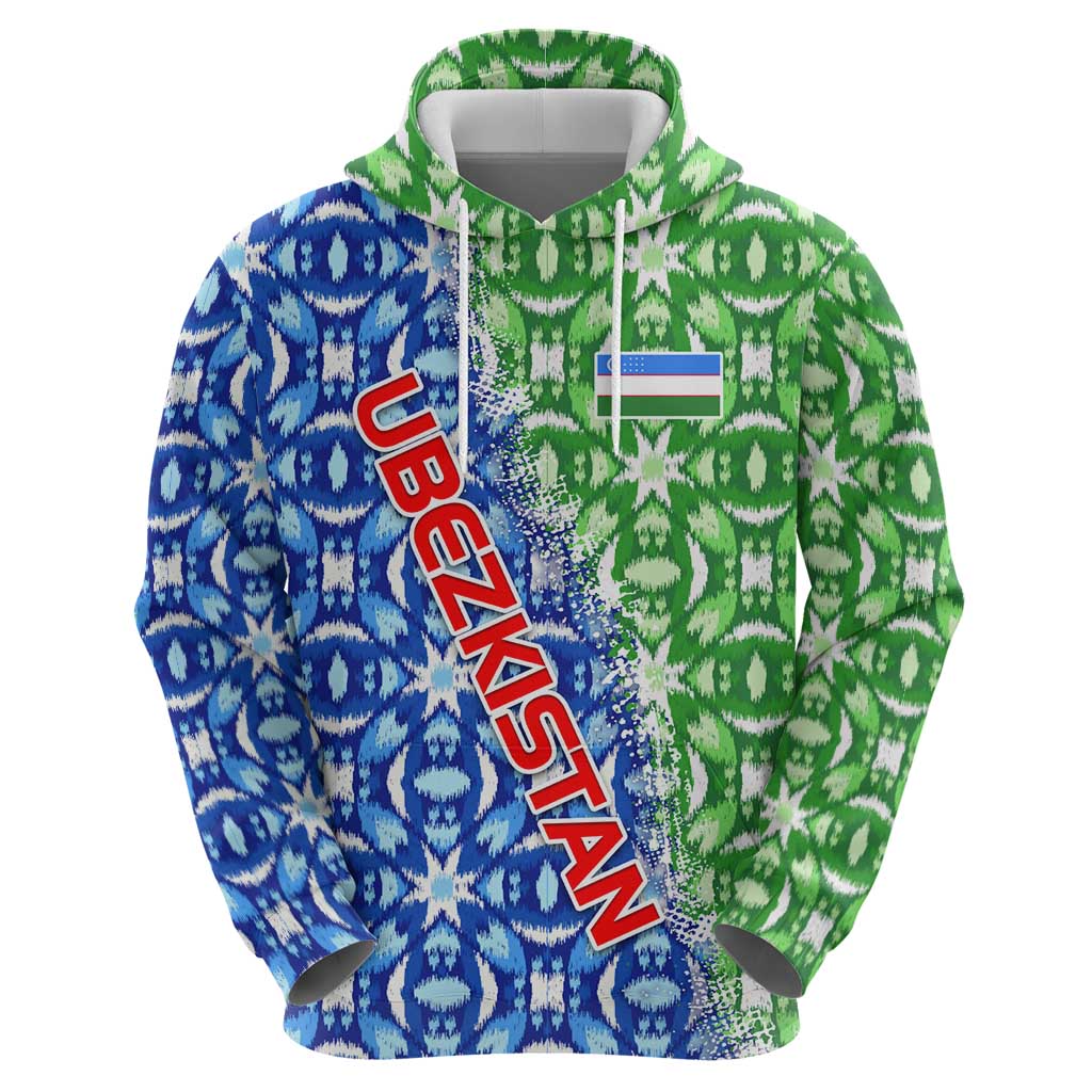Uzbekistan Hoodie with Ikat Pattern and National Coat of Arms Design TS04