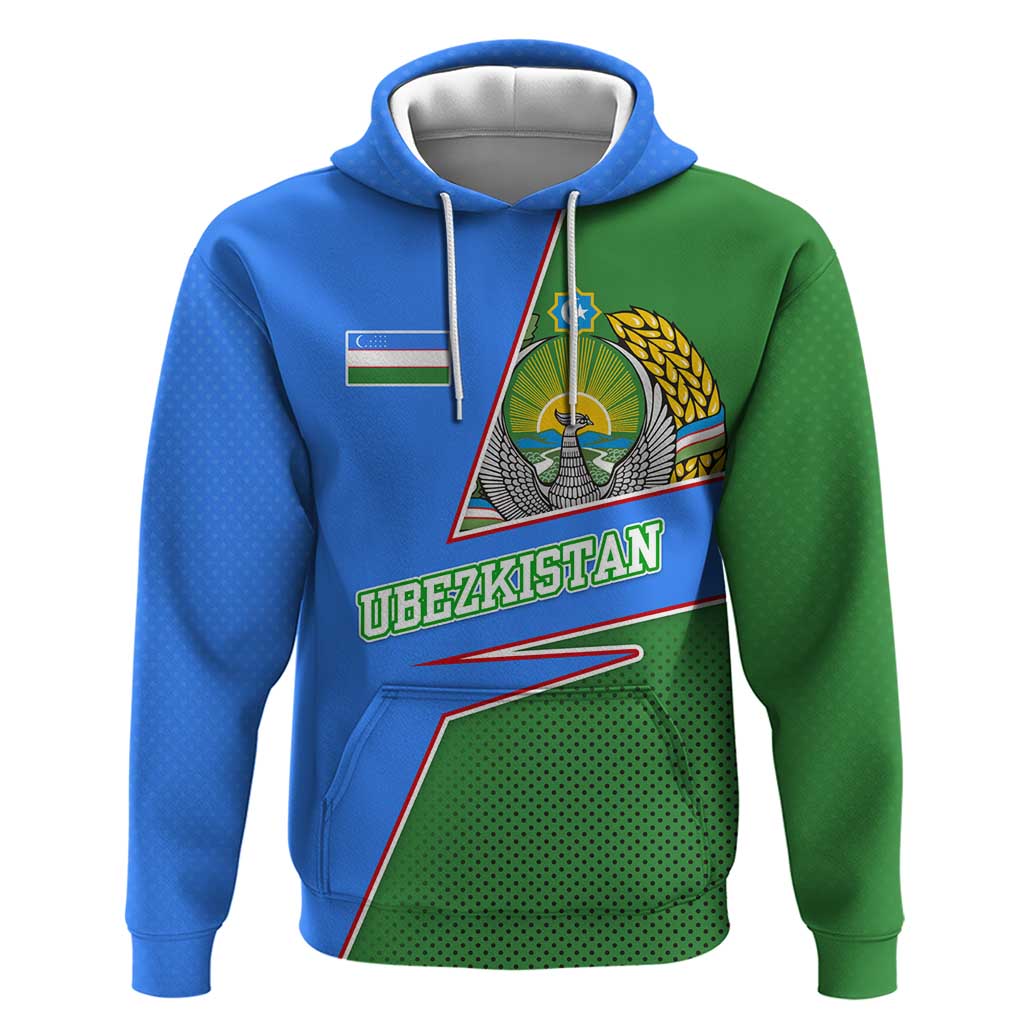 Uzbekistan Hoodie with National Coat of Arms and Modern Gradient Design TS04