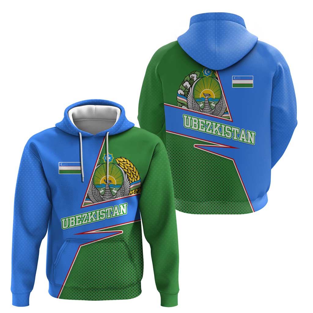 Uzbekistan Hoodie with National Coat of Arms and Modern Gradient Design TS04