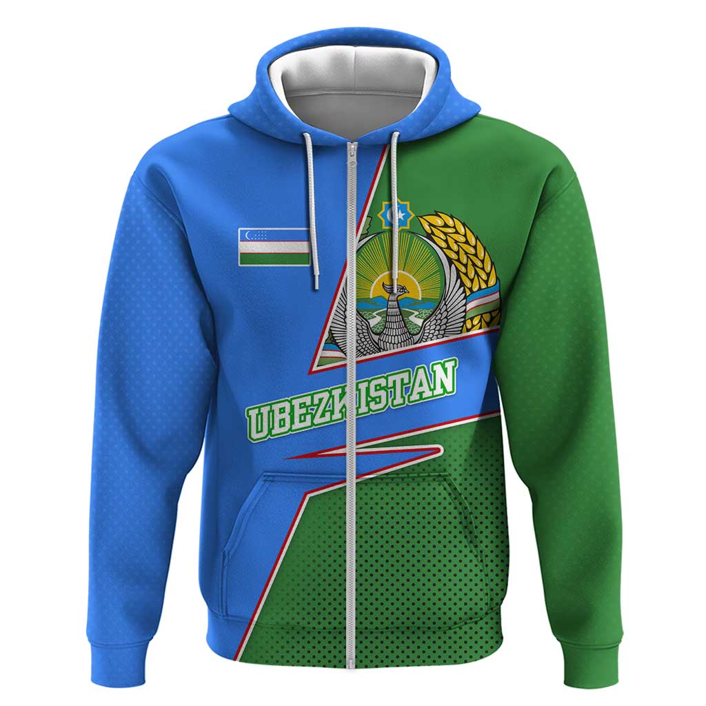 Uzbekistan Hoodie with National Coat of Arms and Modern Gradient Design TS04